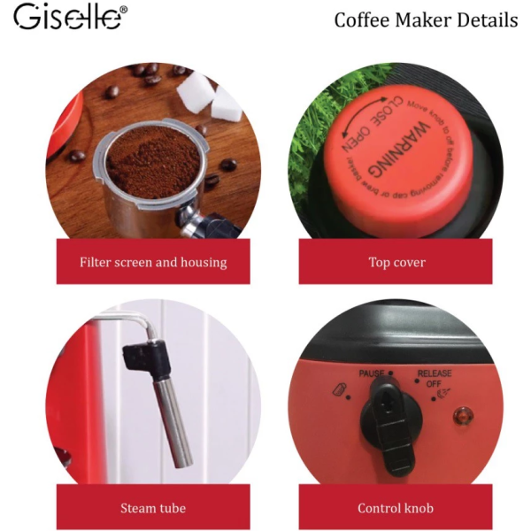 51mm Giselle Espresso Coffee Milk Bubble Maker Machine 800W KEA0330RD