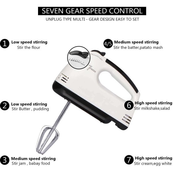 Electric Hand Mixer Kitchen Beater Spiral Whisk Stand Cake Baking Food Blender Egg Beater Cream Dough Hand Electric Mixer